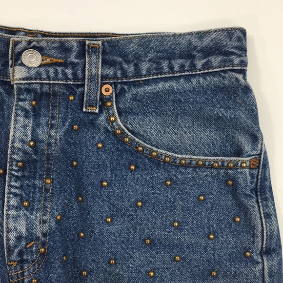 Levis 550 Vintage Cut Off Jeans‎ Furst of a Kind Shorts Womens 31x30 Studded - Picture 2 of 12